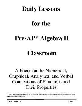 Preview of Pre-AP* Algebra II -- A Complete Course