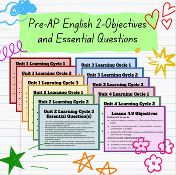Preview of Pre-AP English 2-Objectives and Essential Questions