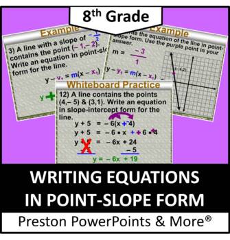 Preview of (8th) Writing Equations in Point-Slope Form in a PowerPoint Presentation