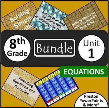 Preview of (8th) Equations {Bundle} in a PowerPoint Presentation