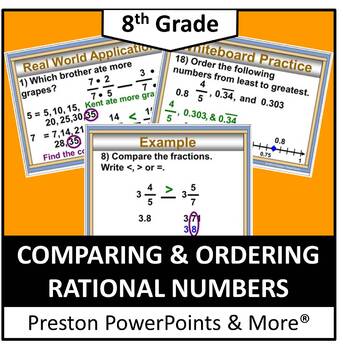Preview of (8th) Comparing and Ordering Rational Numbers in a PowerPoint Presentation