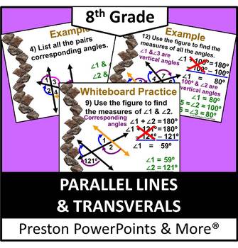 Preview of (8th) Parallel Lines and Transversals in a PowerPoint Presentation