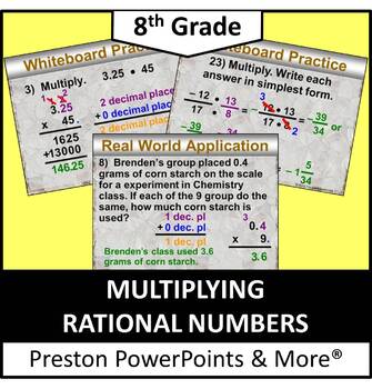 Preview of (8th) Multiplying Rational Numbers in a PowerPoint Presentation
