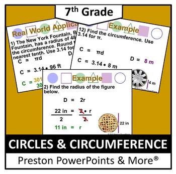 Preview of (7th) Circles and Circumference in a PowerPoint Presentation