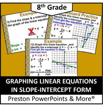Preview of (8th) Graphing Linear Equations in Slope-Intercept Form in a PowerPoint