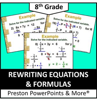 Preview of (8th) Rewriting Equations and Formulas in a PowerPoint Presentation