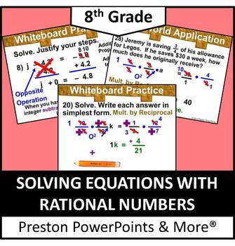 Preview of (8th) Solving Equations with Rational Numbers in a PowerPoint Presentation