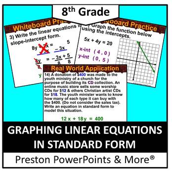 Preview of (8th) Graphing Linear Equations in Standard Form in a PowerPoint Presentation