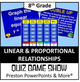 Preview of (8th) Quiz Show Game Linear and Proportional Relationships in a PowerPoint