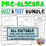 Pre-Algebra 1 - Assessments: ALL Editable Quizzes and Tests
