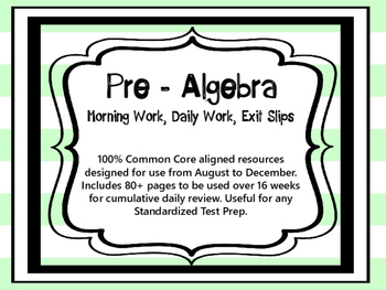 Preview of Pre-Algebra 8th Grade Math Daily Morning Work Part 1 & 2 Bundle