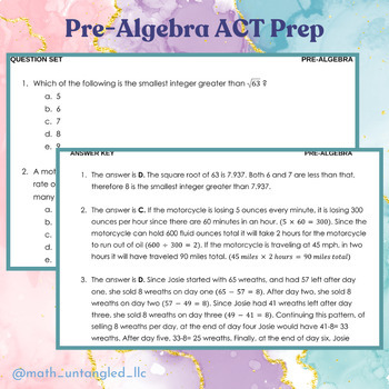 Preview of Pre-Algebra ACT Test Prep