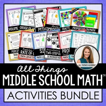 Preview of Middle School Math Activities Bundle | All Things Algebra®