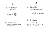 Pre Algebra / Algebra I Midterm Station Review