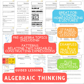 Preview of Pre-Algebra: Algebraic Thinking Guided Lesson Unit including Patterns, Relating
