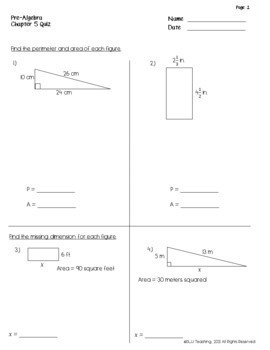 Calculating the area and the perimeter (Pre-Algebra, Inequalities and  one-step equations) – Mathplanet