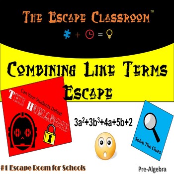Preview of Pre-Algebra: Combining Like Terms Escape Room | The Escape Classroom