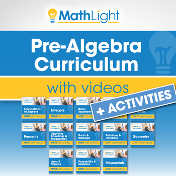 Preview of PreAlgebra Curriculum + Videos + Activities | Growing Bundle
