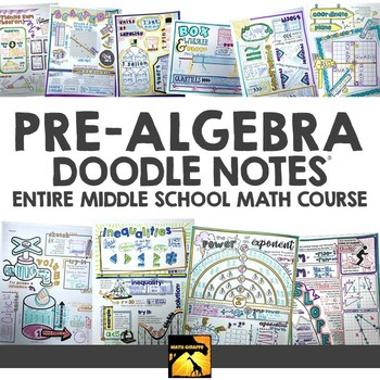 Preview of Middle School Pre-Algebra Doodle Note Book | Math Doodle Notes