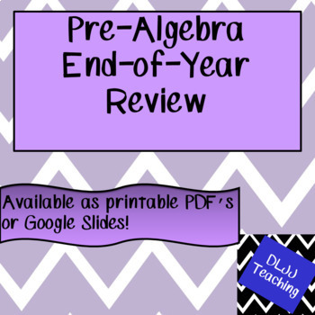 Preview of Pre-Algebra End-of-Year Review