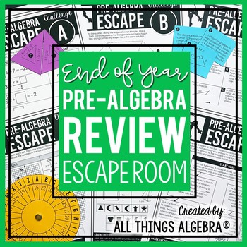 Preview of Pre-Algebra End of Year Review | Escape Room Activity