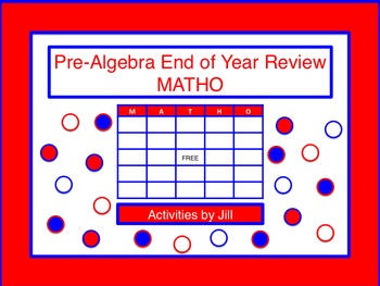 Preview of Pre-Algebra End of Year Review MATHO