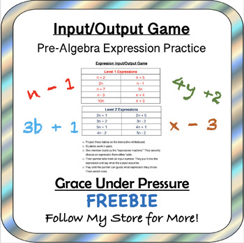 Preview of Pre-Algebra: Expression Input/Output Game FREEBIE (with EASEL activity)