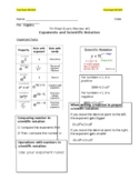 Pre - Algebra - Final Exam REVIEW #2 - Exponents and Scien