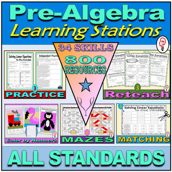 Preview of Pre-Algebra Learning Stations Mega Bundle - All 8th Grade Math Standards