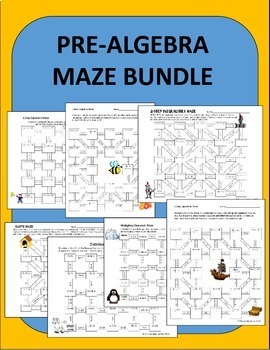 Preview of Middle School Math Maze Bundle