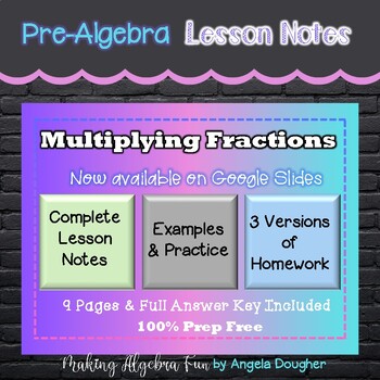 Preview of Pre-Algebra Multiplying Fractions Notes & Differentiated Homework
