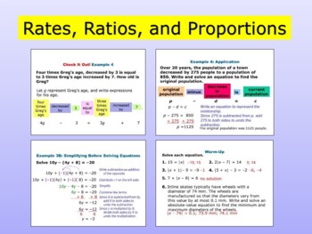 Preview of Pre-Algebra | Ratios and Proportions + exemples + QUIZ