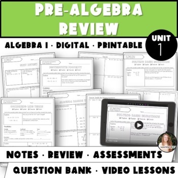 Preview of Pre-Algebra Review - Algebra 1 Curriculum Unit 1 Bundle