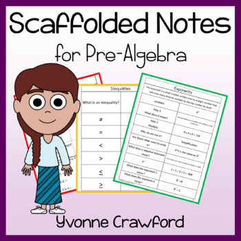 Preview of Pre-Algebra Scaffolded Notes | Guided Notes | Math Facts Fluency