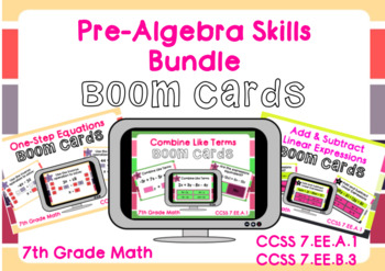 Preview of Pre-Algebra Skills Boom Cards Bundle