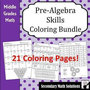 Preview of Pre-Algebra Skills Coloring Bundle