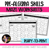 Pre-Algebra Skills Review Mazes
