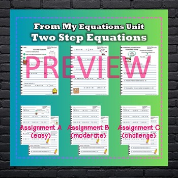 Pre-Algebra Two Step Equations Notes & Differentiated Homework | TpT