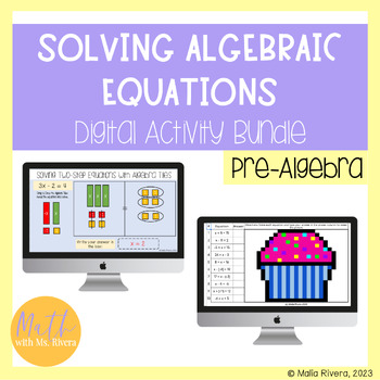 Preview of Solving Algebraic Equations Digital Activities Bundle for Pre-Algebra