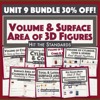 Preview of Measurement of 3D Figures: Volume & Surface Area Activities Unit 9 BUNDLE 30%OFF