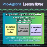 Pre-Algebra Unit Equations Notes Differentiated Homework A