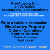 Pre-Algebra Unit on Variables, Expressions, and Operations