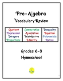 Pre-Algebra Vocabulary Review