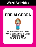 Pre-Algebra - Word Search, Scramble,  Secret Code,  Crack 