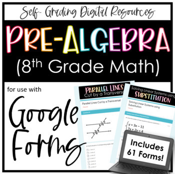 Preview of Pre Algebra 8th Grade Math Printable Homework Worksheet Bundle and Google Forms