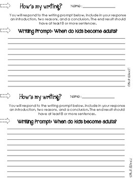 Pre-Assessment Writing Prompt by Mrs Lyons' Den | TpT