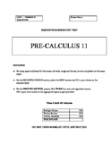 Pre-Calculus 11 BUNDLED COURSE TESTS & QUIZZES with FULL S