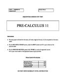 Pre-Calculus 11 Chapter Tests (Bundled & includes full sol