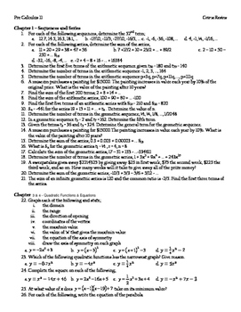 Preview of Pre-Calculus 11 Final Comprehensive Review (with Solutions)