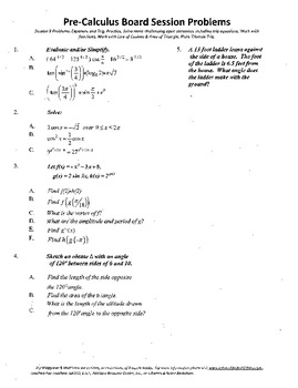 Preview of Pre-Calculus Board Session 9,ACT/ SAT Prep,functions,solve adv. open sentences